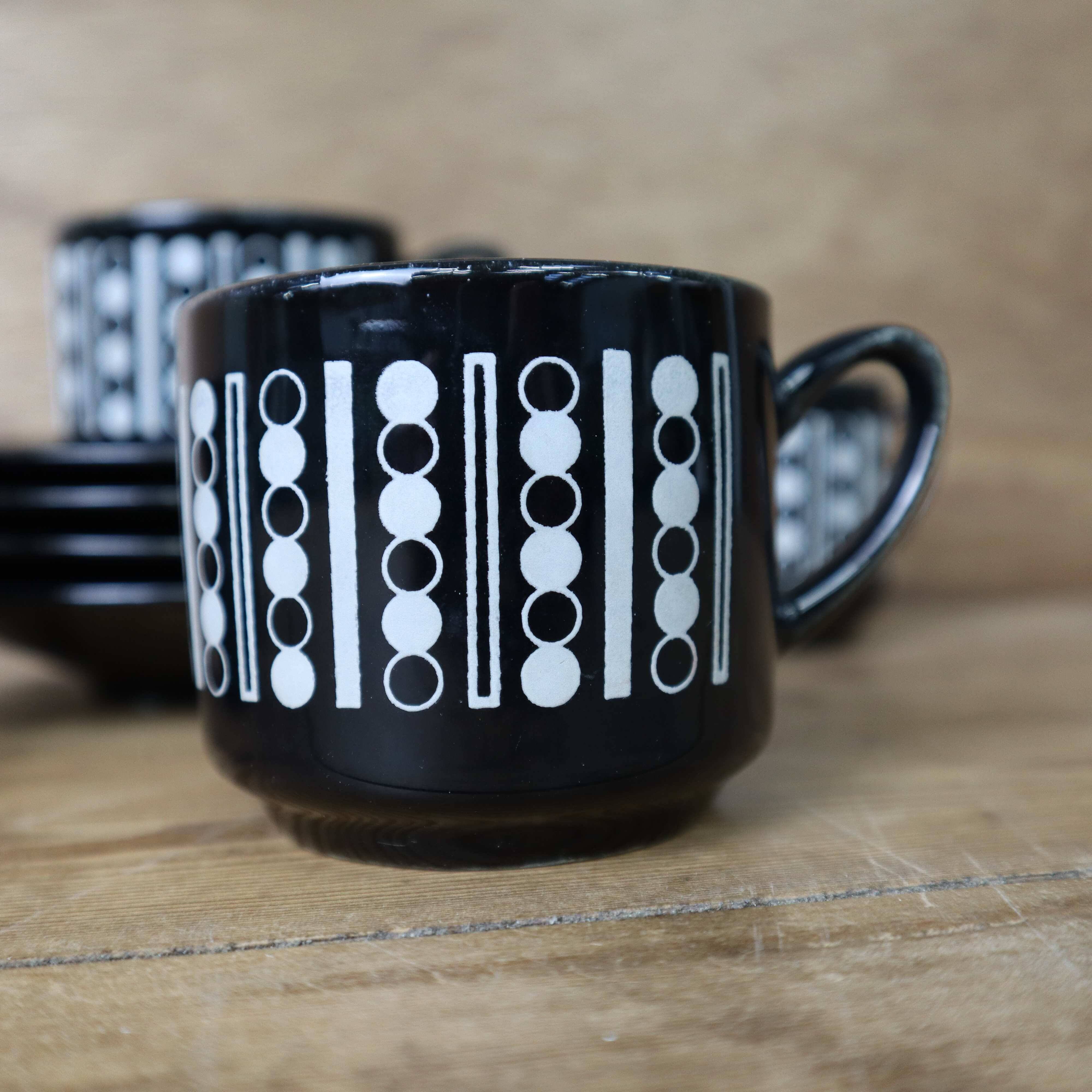 Vintage Black Ditmar Urbach Coffee Set Czechoslovakia