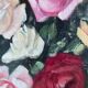 Vintage original floral rose oil painting, signed flower art