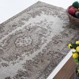 4x7 Gray & Brown Turkish Vintage Rug 114x214Cm SK 4869