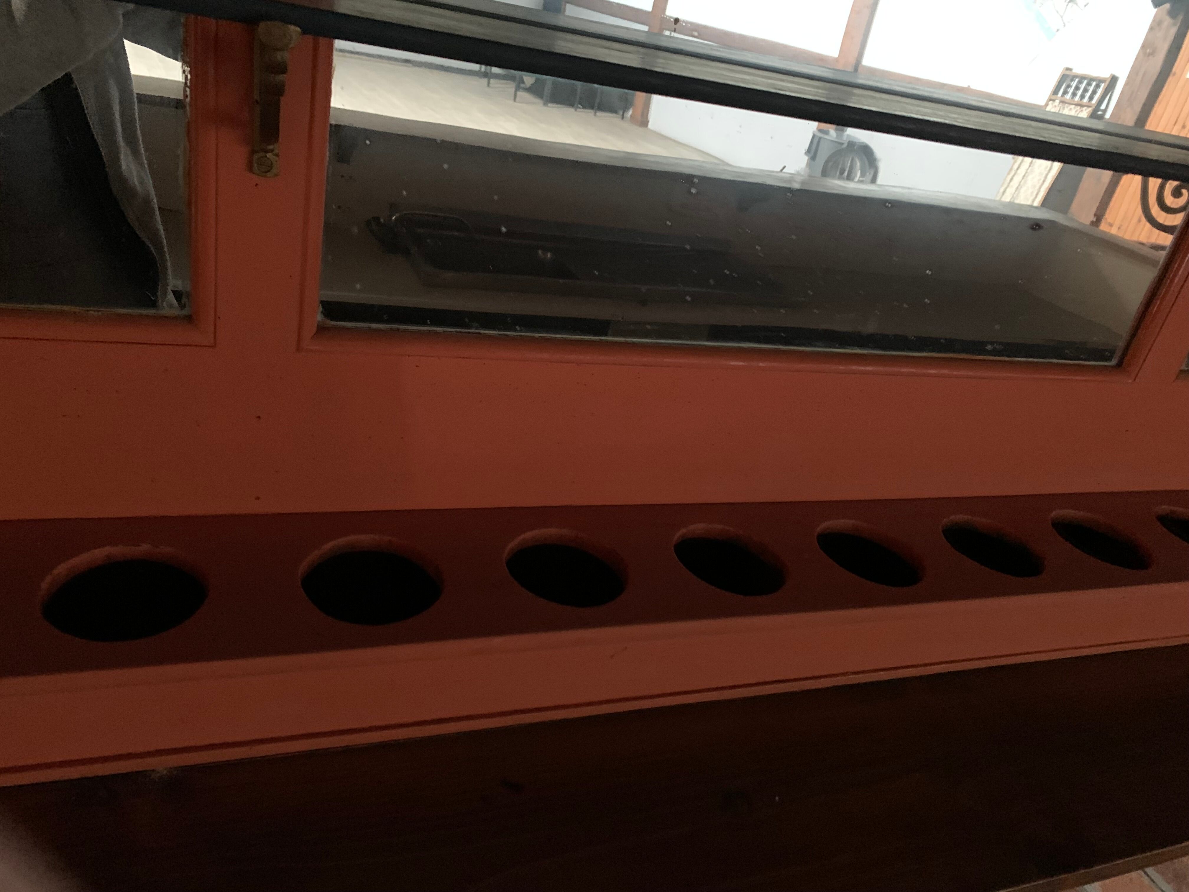 Old bar counter with glasswork