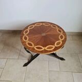Marquetry and wrought iron coffee table