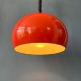 Big vintage red metal space age pendant lamp
