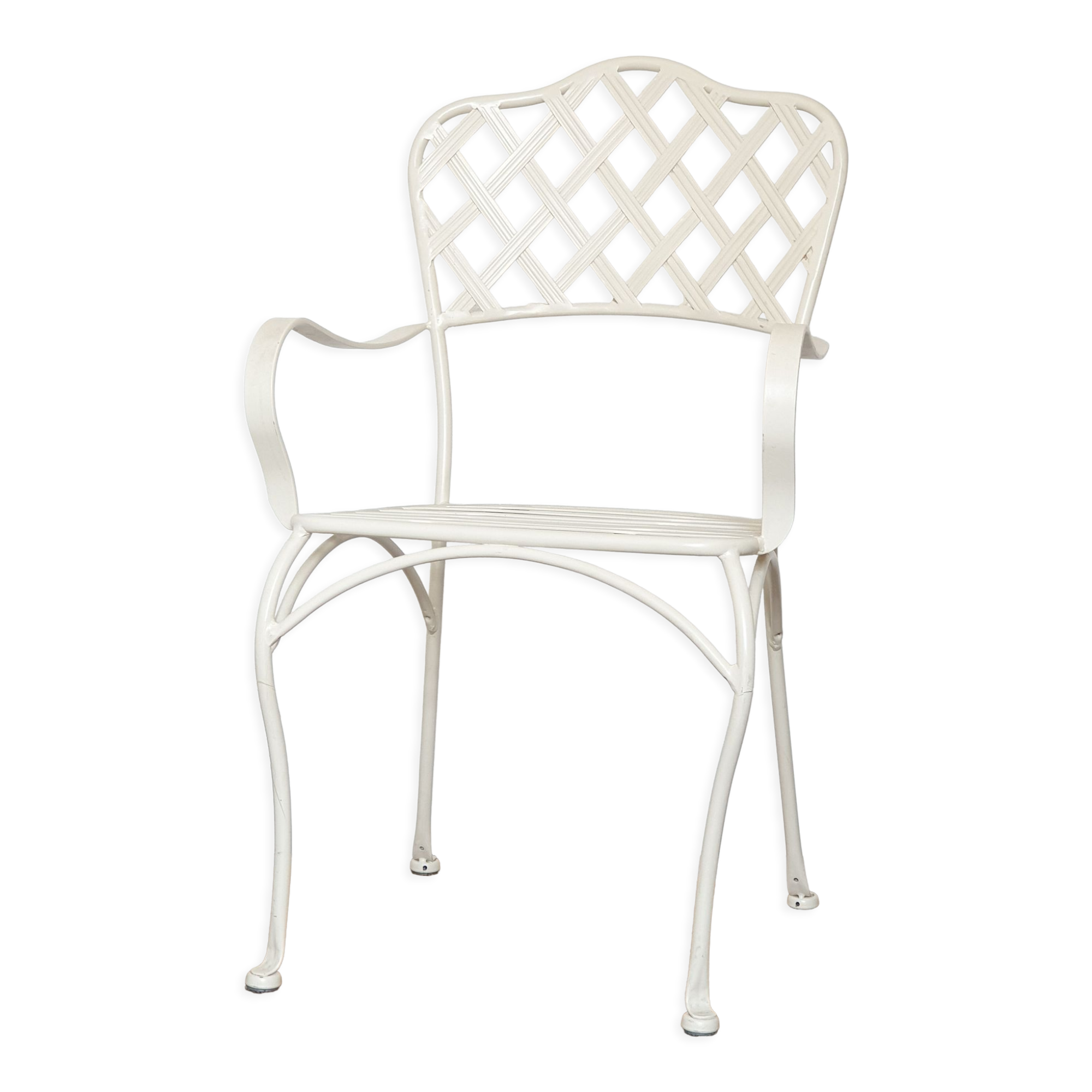 White wrought iron chair garden