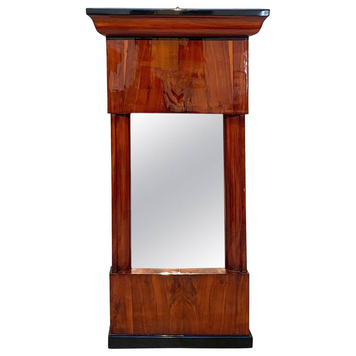 Small Biedermeier Wall Mirror, Cherry Veneer, South Germany, circa 1820