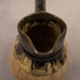 Barrel pitcher in beige enameled stoneware