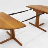 Vintage Danish round extendable dining table solid teak 1960s