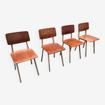4 chaises vintage métal et bois