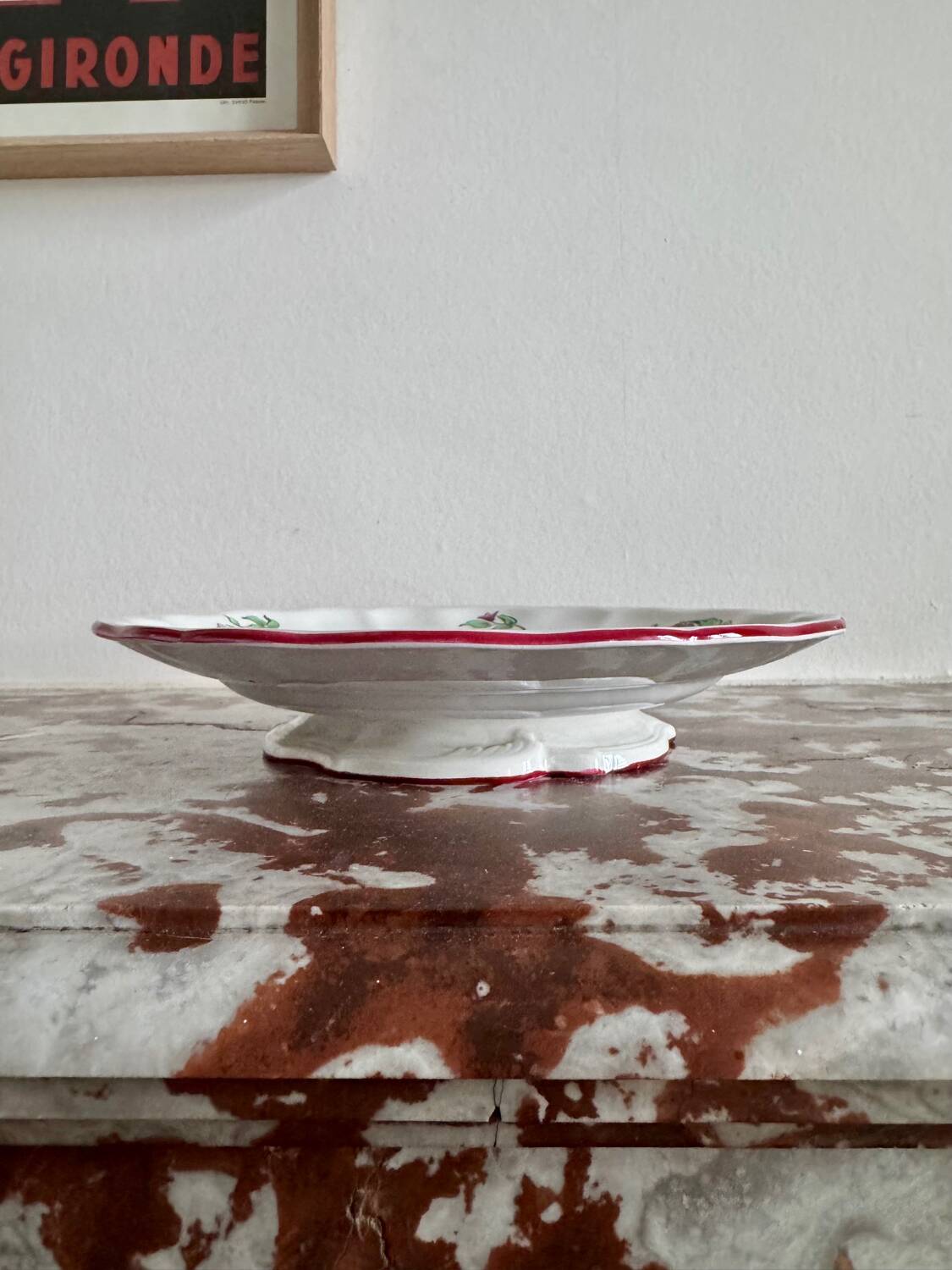 Low compote dish in Lunéville earthenware