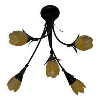 Art Nouveau 5 tulip chandelier