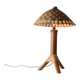 Bamboo and rattan table lamp with woven shade, 1950s
