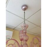 Murano Glass Chandelier in Pink 6 Arms