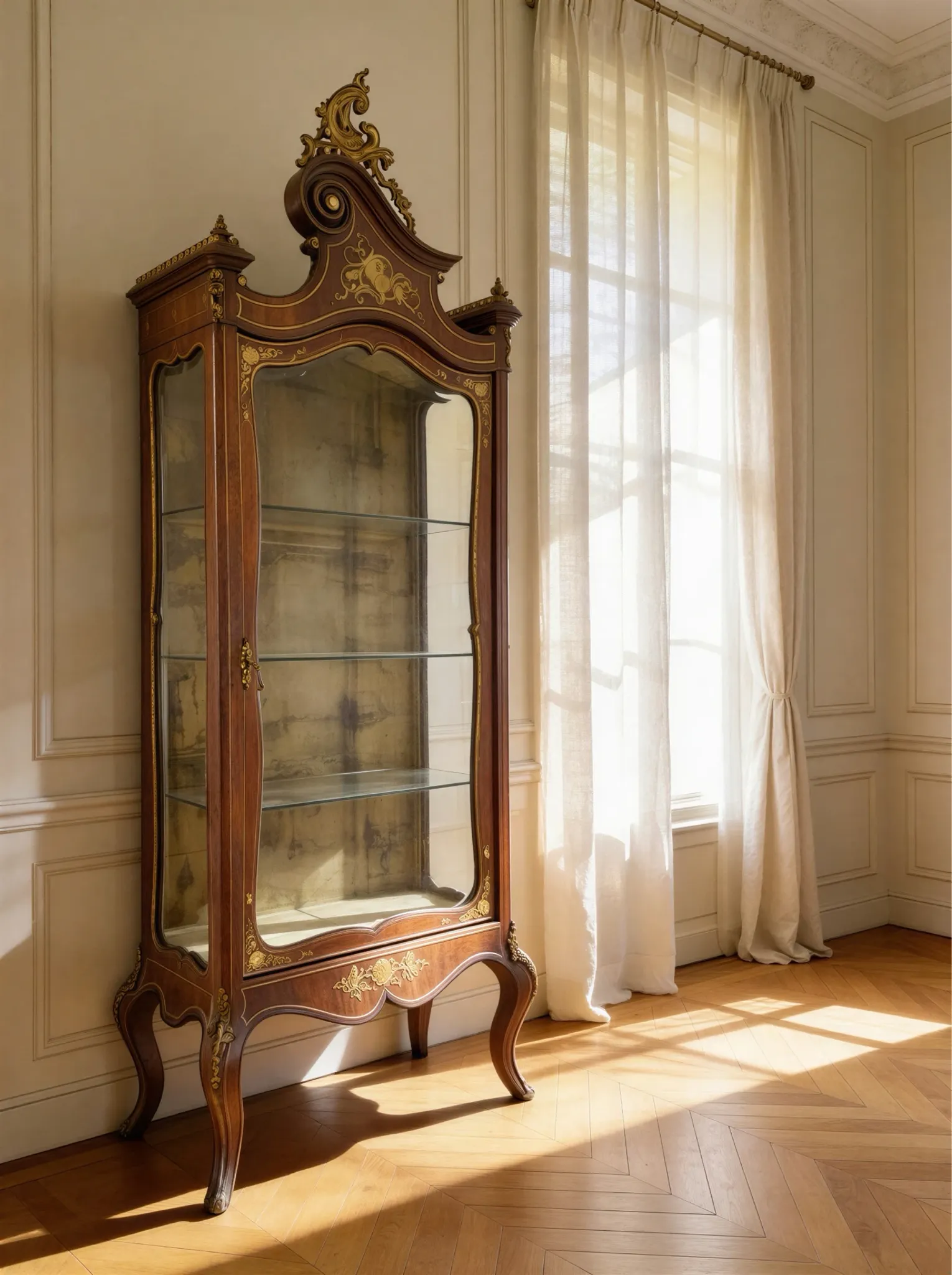 Elegant antique display cabinet, dating to 19th century
