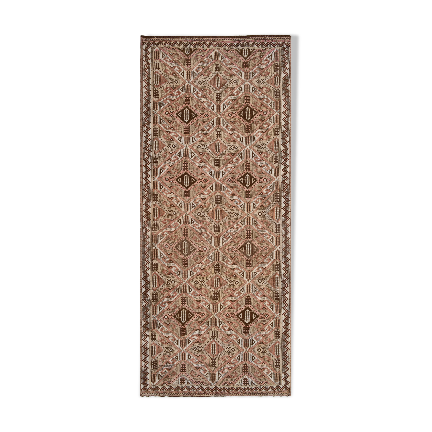 Turkish jajim runner hand woven wool nomad runner rug 140 x 320 cm