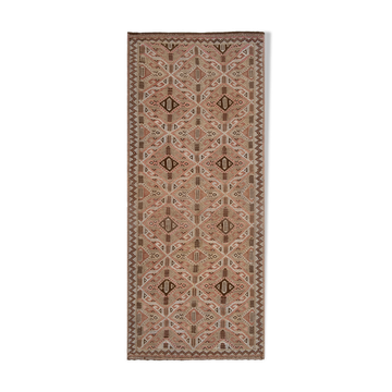 Turkish jajim runner hand woven wool nomad runner rug 140 x 320 cm
