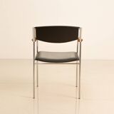 Leather and wood armchair by Gijs van der Sluis 80's