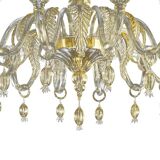 Contemporary Venetian Gold Murano Style Glass Chandelier With Leaves