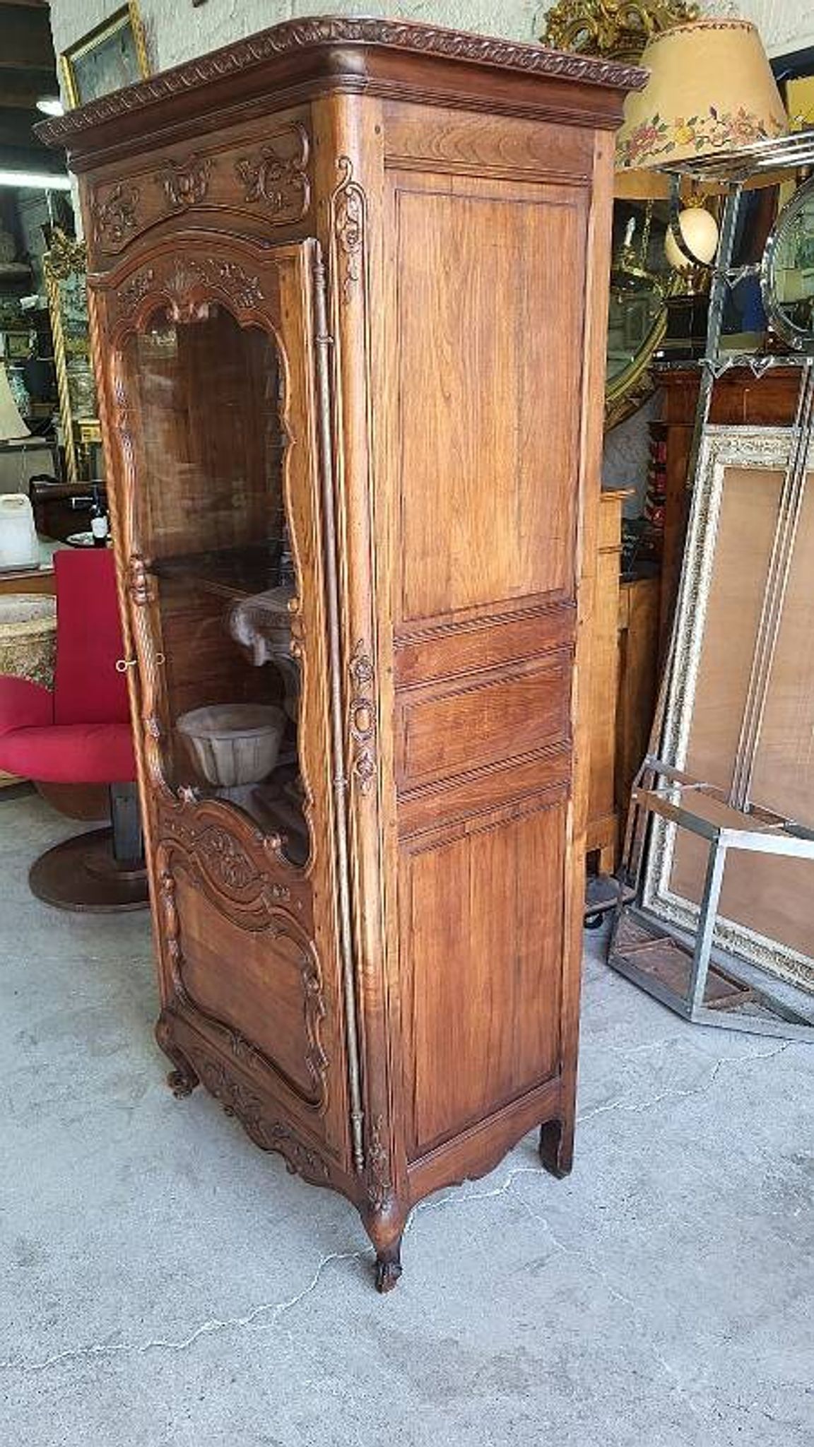 Vitrine style louis xv 1 porte en merisier