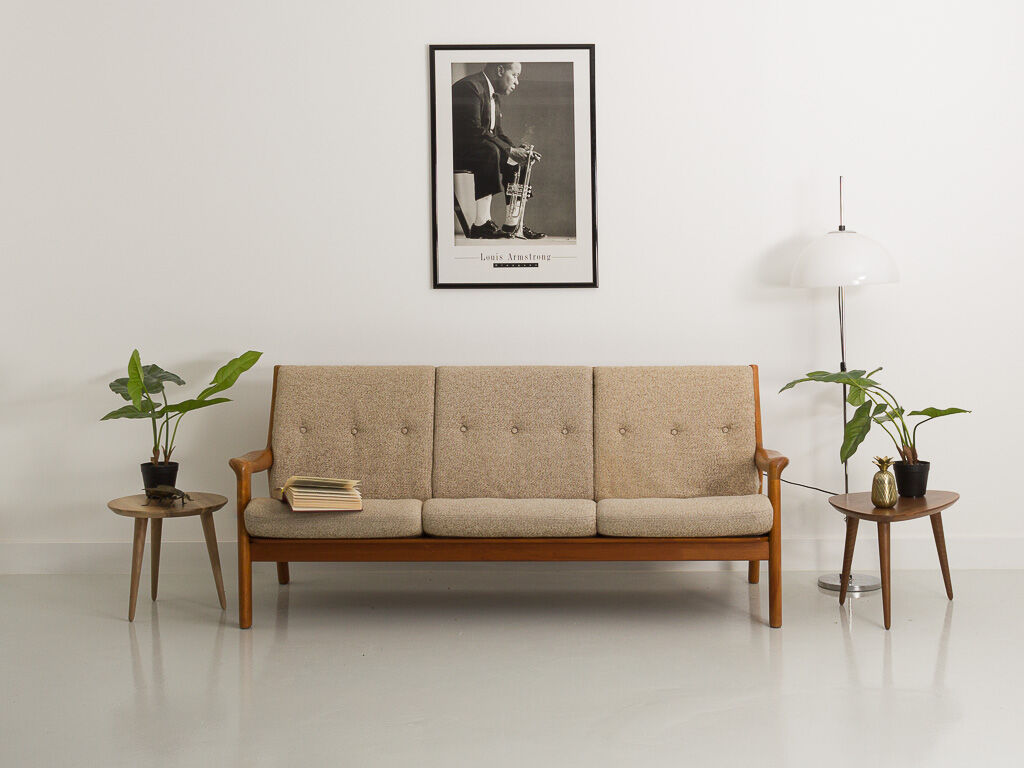 Banquette, canapé danois en teck 3 places par Gustav Thams, pour Uldum Mobelfabrik, 1960