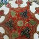 Vintage Brass Pedestal Bowl: Floral Motif, Red Blue Green Painted