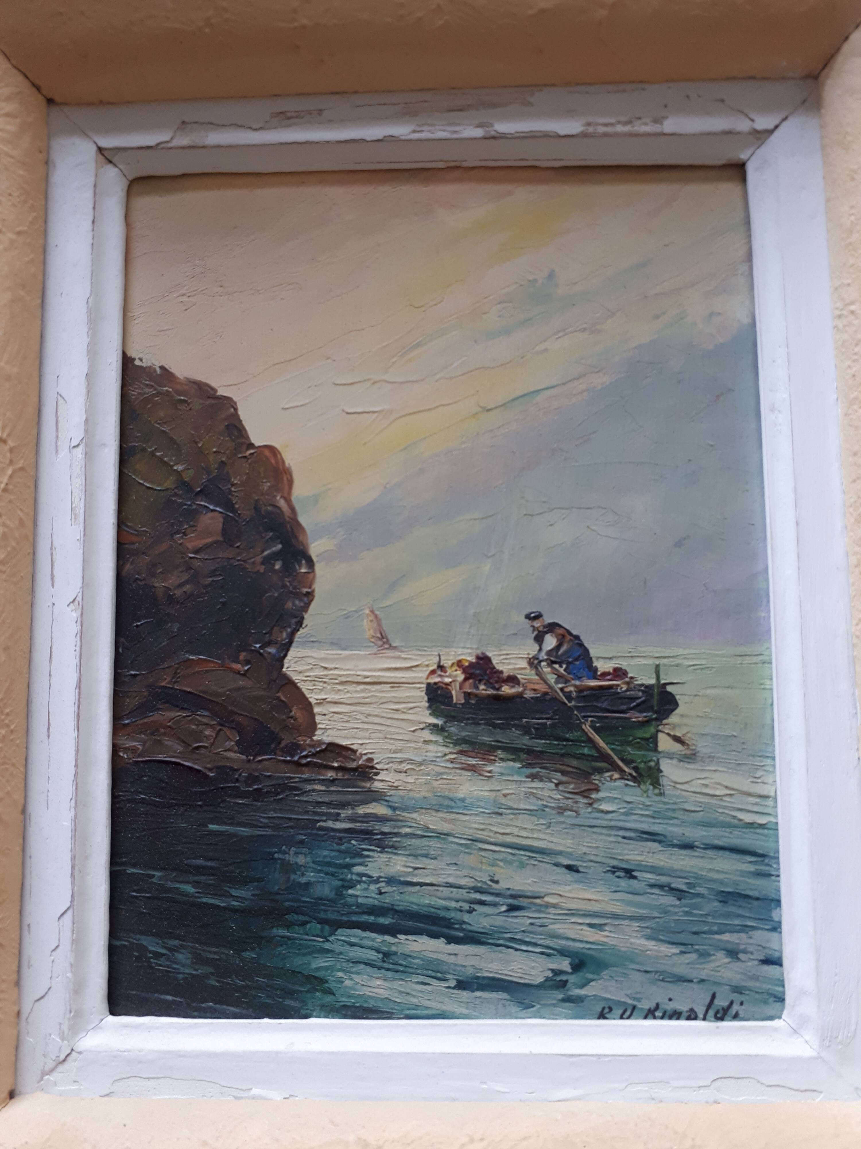 Oil on panel "fishers"