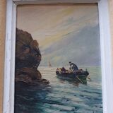 Oil on panel "fishers"