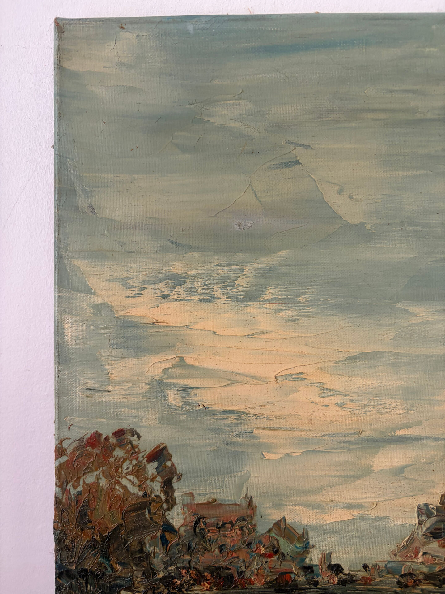 Seine and Notre Dame de Paris, knife painting.