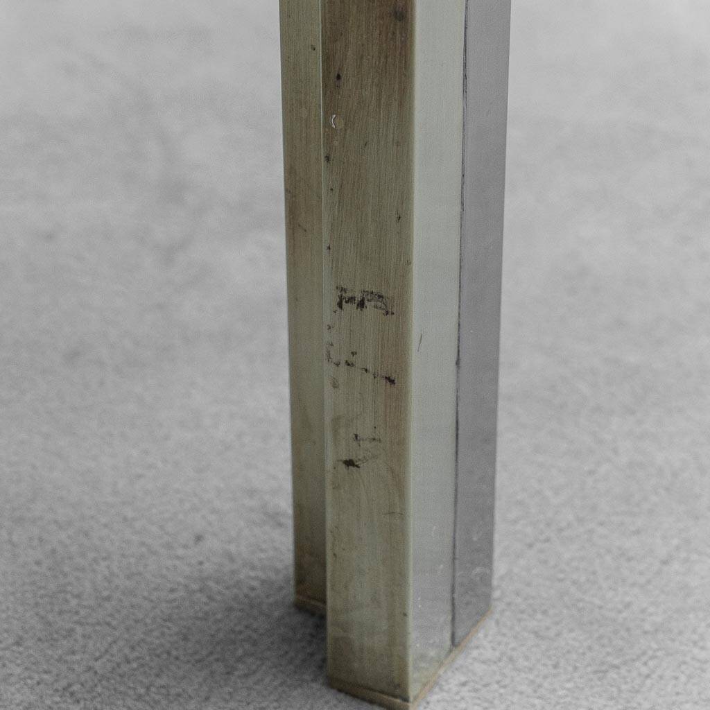 Tavolino da salotto vetro acciaio ottone anni ’70 vintage modernariato