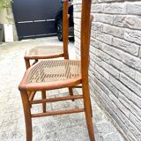 Pretty pair of 1950s bistro chairs with cane seats