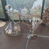 Crystal wine decanter with its cup