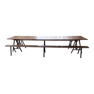 table de ferme tréteaux - bancs