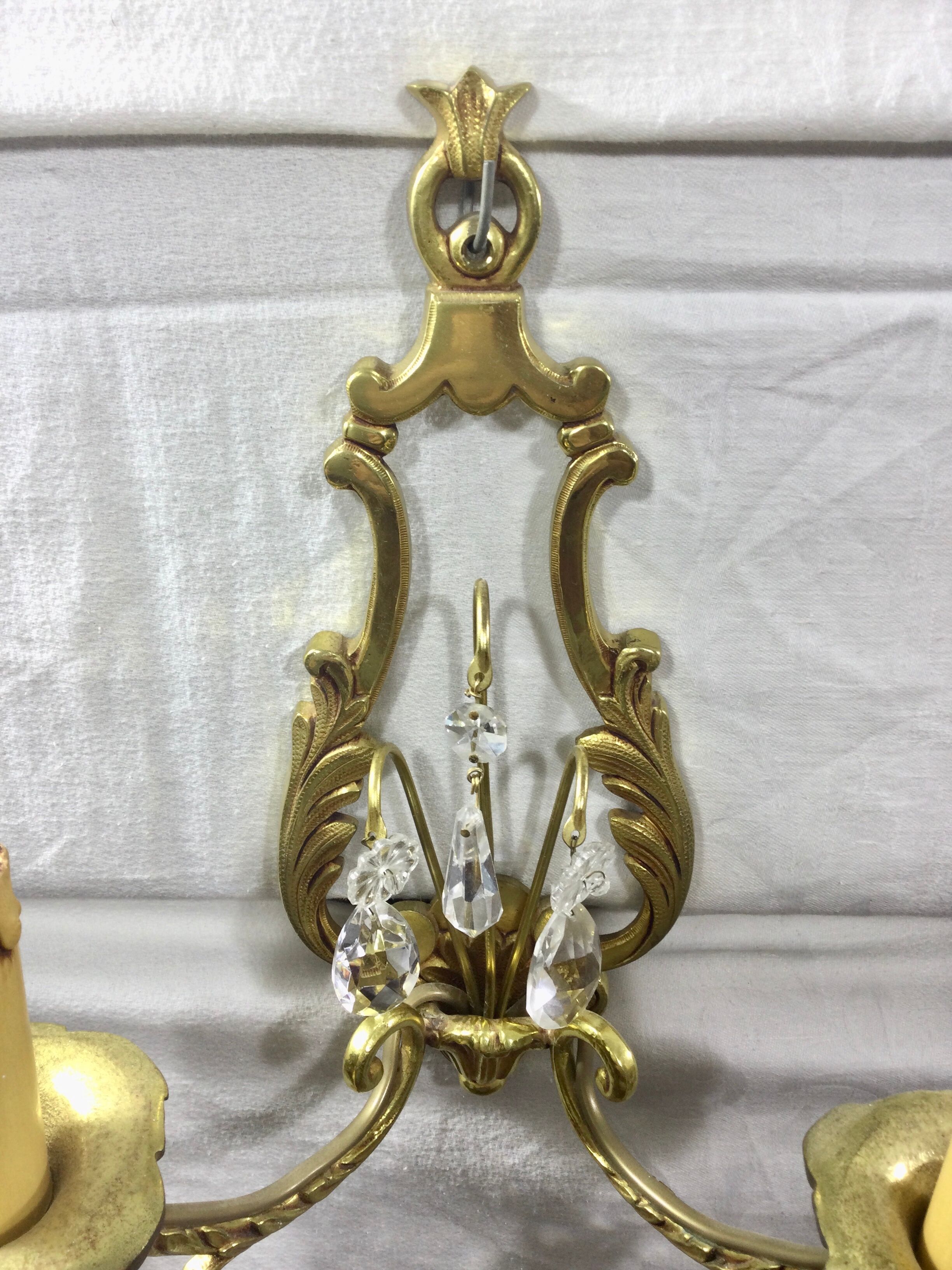 Pair of Wall Lamp Bronze And Crystal 2 Lights