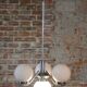 Art Deco Chandelier in Chrome-Plated Steel and Opal Glass, Czech, 1920s