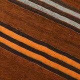 Brown & Orange Stiped Mid Century Vintage Kilim Rug, 75x387 Cm