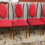 Lot of round table and 6 chairs in ironwork Raymond Menos Haiti