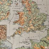 Old map of Great Britain and Ireland (physical) from 1945