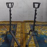 Paire de chenets anciens landiers en fer forgé estampillés