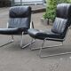 Paire de fauteuils Lange Drabert en cuir 1970
