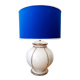 Longwy faience lamp with custom blue shade