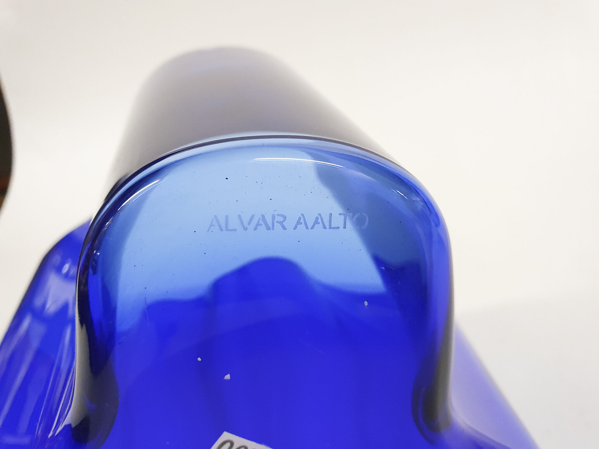 Vase en verre bleu de Alvar Aalto pour Iittala, Finlande, 1936