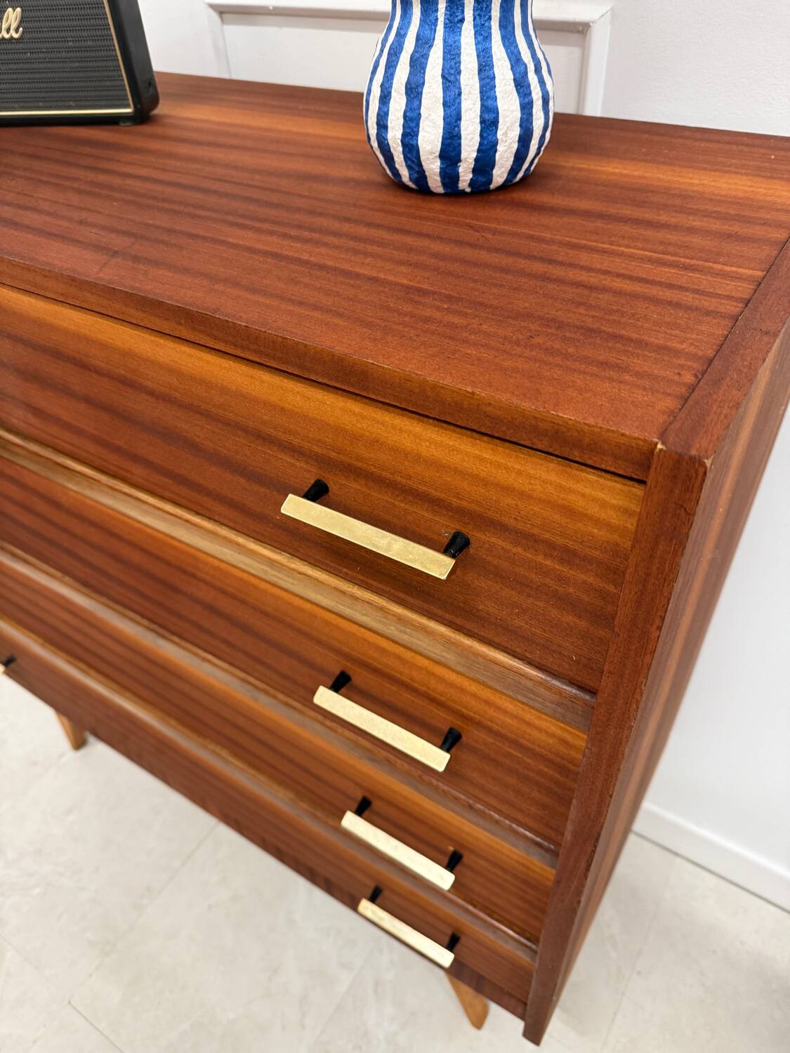Vintage chest of drawers with compass feet