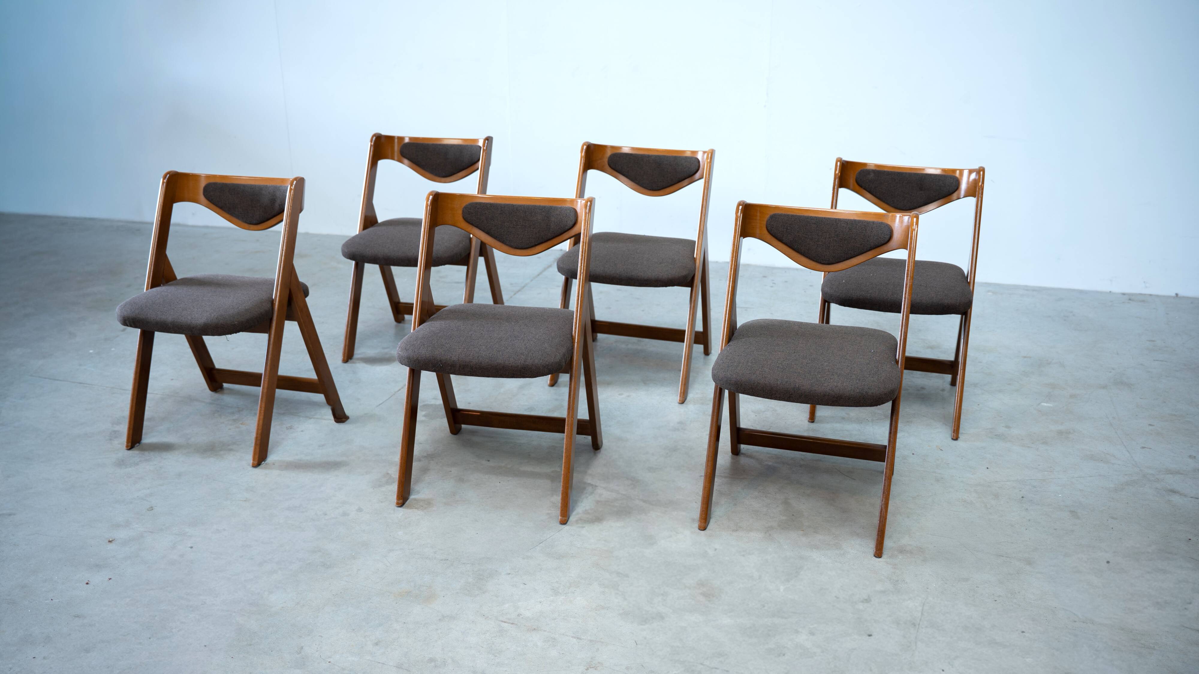 Set of six sculptural Italian dining chairs