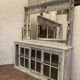 Store counter with sliding door patinated wood XX century