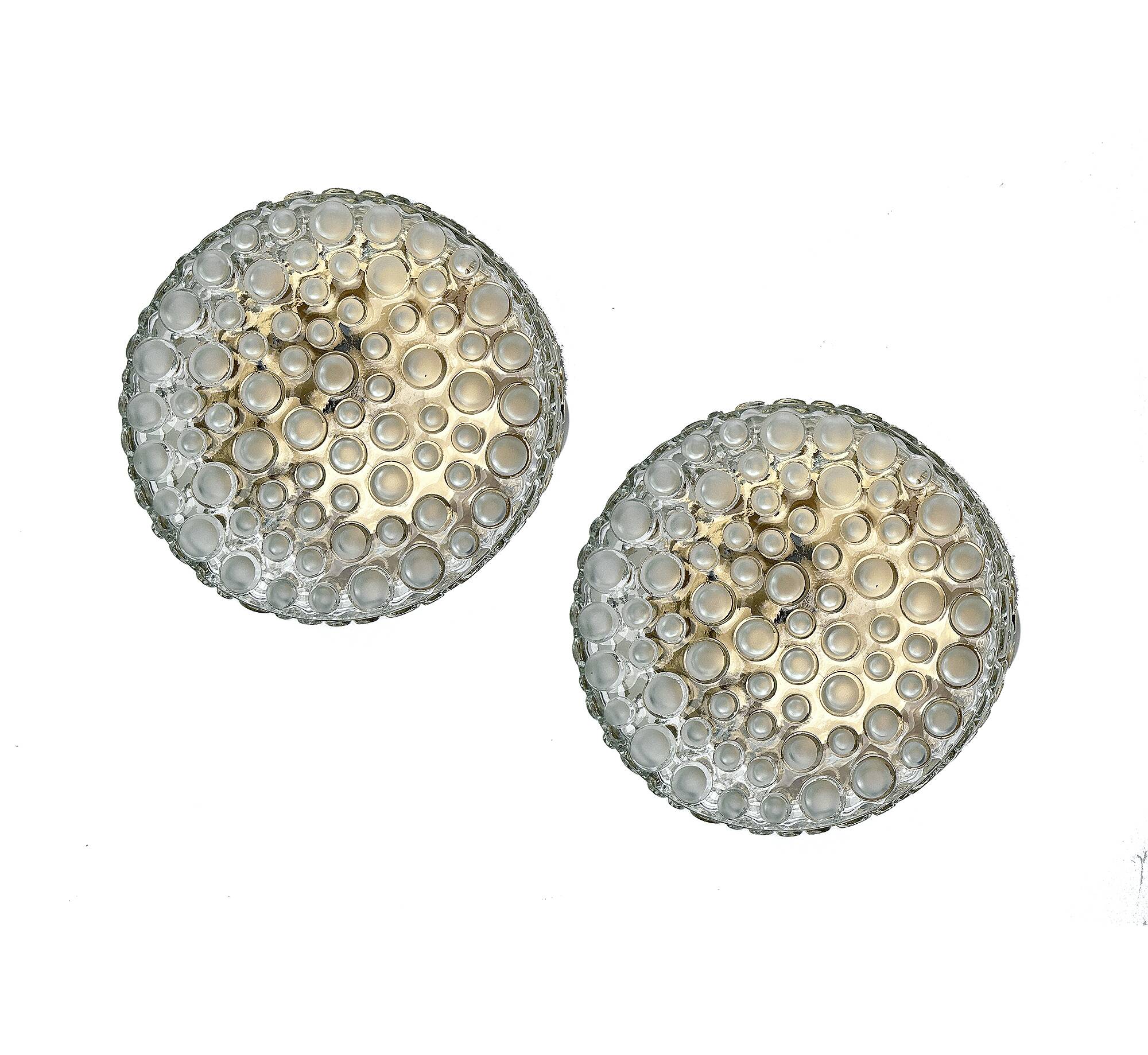 Paire d'appliques vintage en verre à bulles