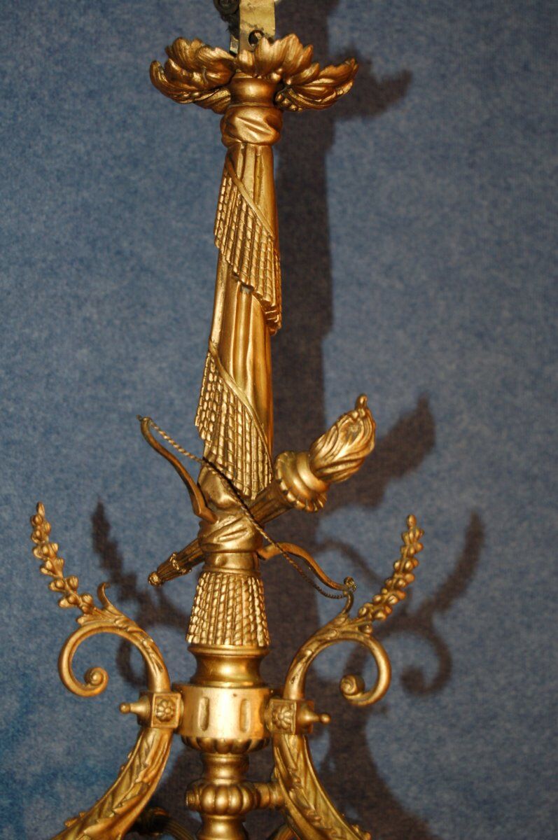 Gilded bronze chandelier and tassels late nineteenth century