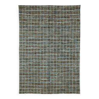 Hand-Knotted Turkish Contemporary 210 cm x 300 cm Grey Wool Carpet