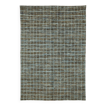 Hand-Knotted Turkish Contemporary 210 cm x 300 cm Grey Wool Carpet