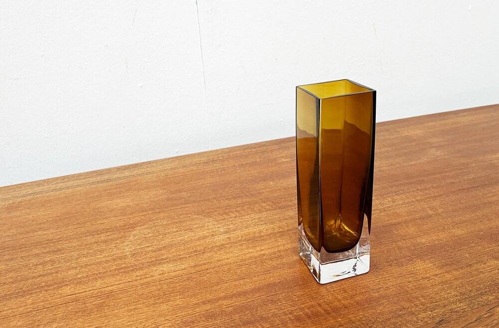 Mid-century minimalist amber coloured glass vase, 1960s.