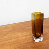 Mid-century minimalist amber coloured glass vase, 1960s.