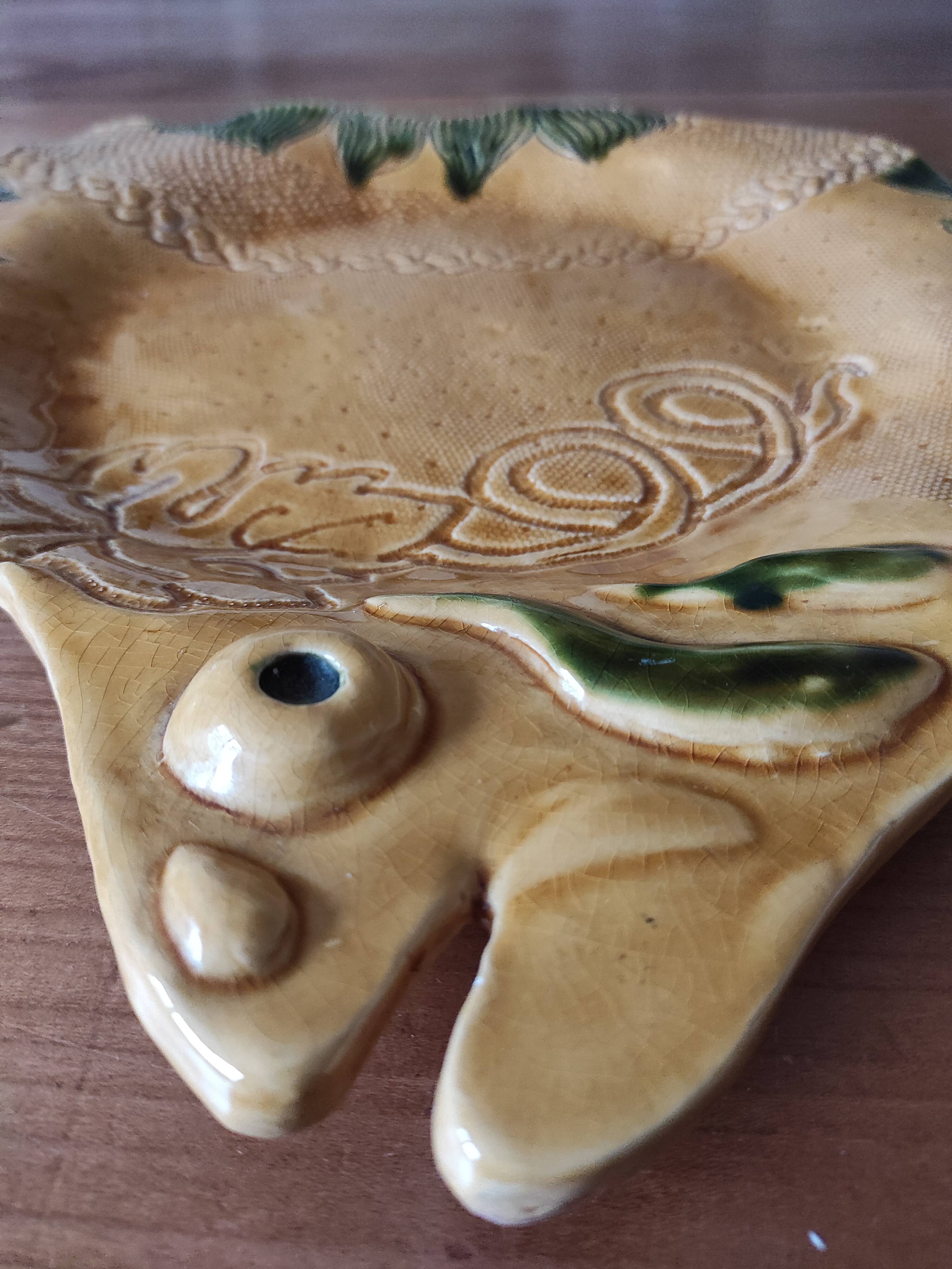 Glazed earthenware dish signed Annette Boyer