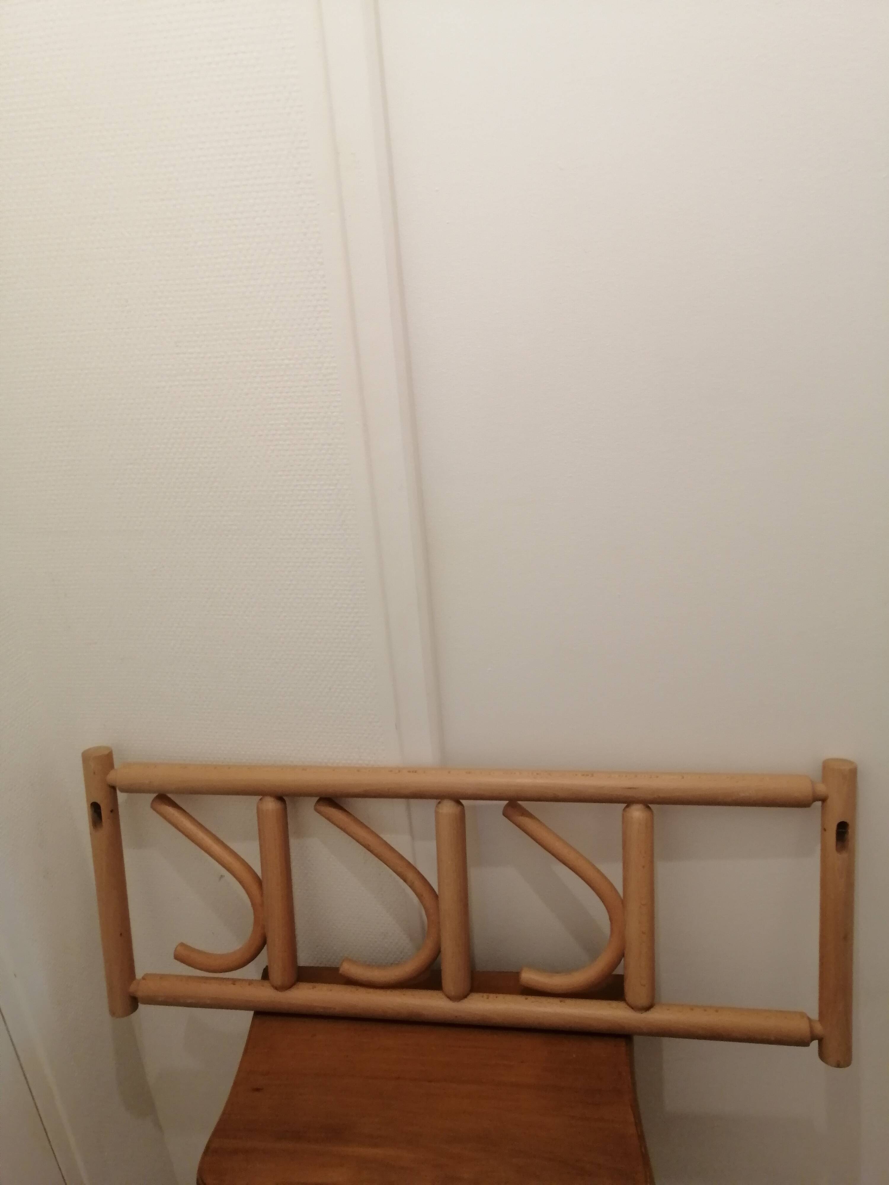 Vintage curved wood wall coat rack by ton cechoslovakia 1980